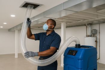 Professional air duct cleaning technician